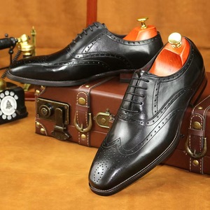 Nouvelle conception, chaussures habillées respirantes pour hommes grandes tailles, en cuir de vache véritable, chaussures Oxford formelles pour le bureau, les affaires, les occasions décontractées - Product Image 4