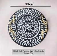 Assiette de table luxueuse en nacre naturelle au design classique, idéale pour les fêtes ou la décoration de la cuisine à la maison, couleur caviar