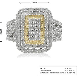 Anillo de Diamantes Jewelspaark de 1.89 Ct, Rectangular, Dos Tonos, Plata de Ley, Anillo de Compromiso para Mujer - Product Image 4