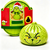Jouets anti-stress à presser en TPR sur le thème du Grinch, en forme de petits pains vapeur, boîtes surprises cadeaux, emballés individuellement, simulation créative