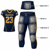 Ensemble d'uniformes de football américain personnalisés QuestLink, sublimés, avec pantalon à 7 protections et maillot de match, uniforme d'équipe robuste