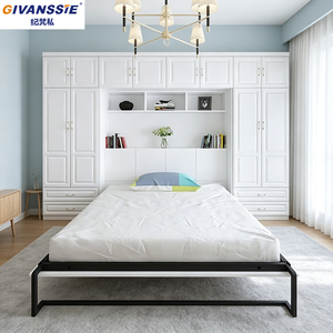 Modern Gömme Panel Melamin Yer Tasarruflu Katlanabilir Demir Takviyeli Modüler Tasarım Dönüştürülebilir Çelik Çerçeve Yapılı Murphy Yatak - Product Image 4