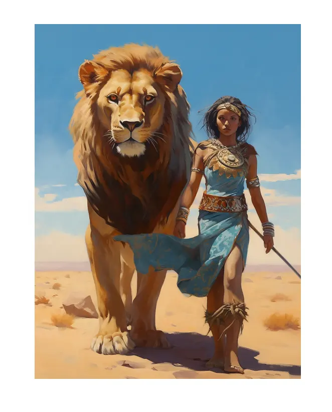 M-023-DIY Oil Painting by Numbers Lion Africa Art Women Pictures Home Decoration Handmade Gift Acrylic Painting