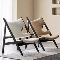 Fauteuil de salon en bois massif de style loft, design français, dossier haut, pour hôtel, séjour, lecture décontractée