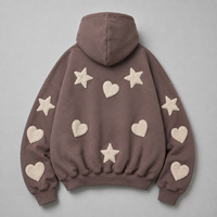 Hoodie Pria High 330 GSM Katun Longgar Resleting Tanpa Tali Serut Puffy Letter Streetwear 3XL Fitting Outdoor Base Hoodies