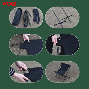 Silla Plegable Woqi 60x60x66cm de Aluminio y Tela Oxford para Exteriores, Camping y Jardín, Color Negro - Product Image 5