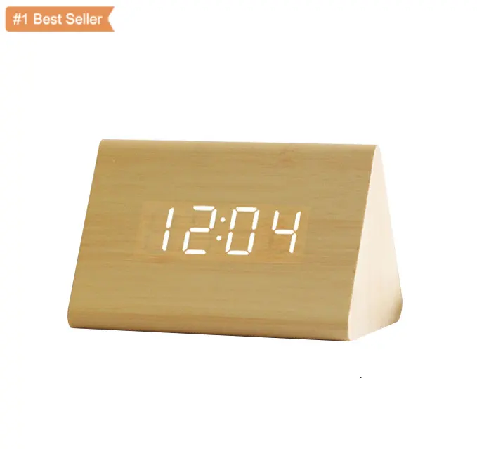 Jumon USB Clocks LED Wooden Alarm Clock Watch Table Voice Control Digital Wood Despertador Electronic Bamboo LED Clocks