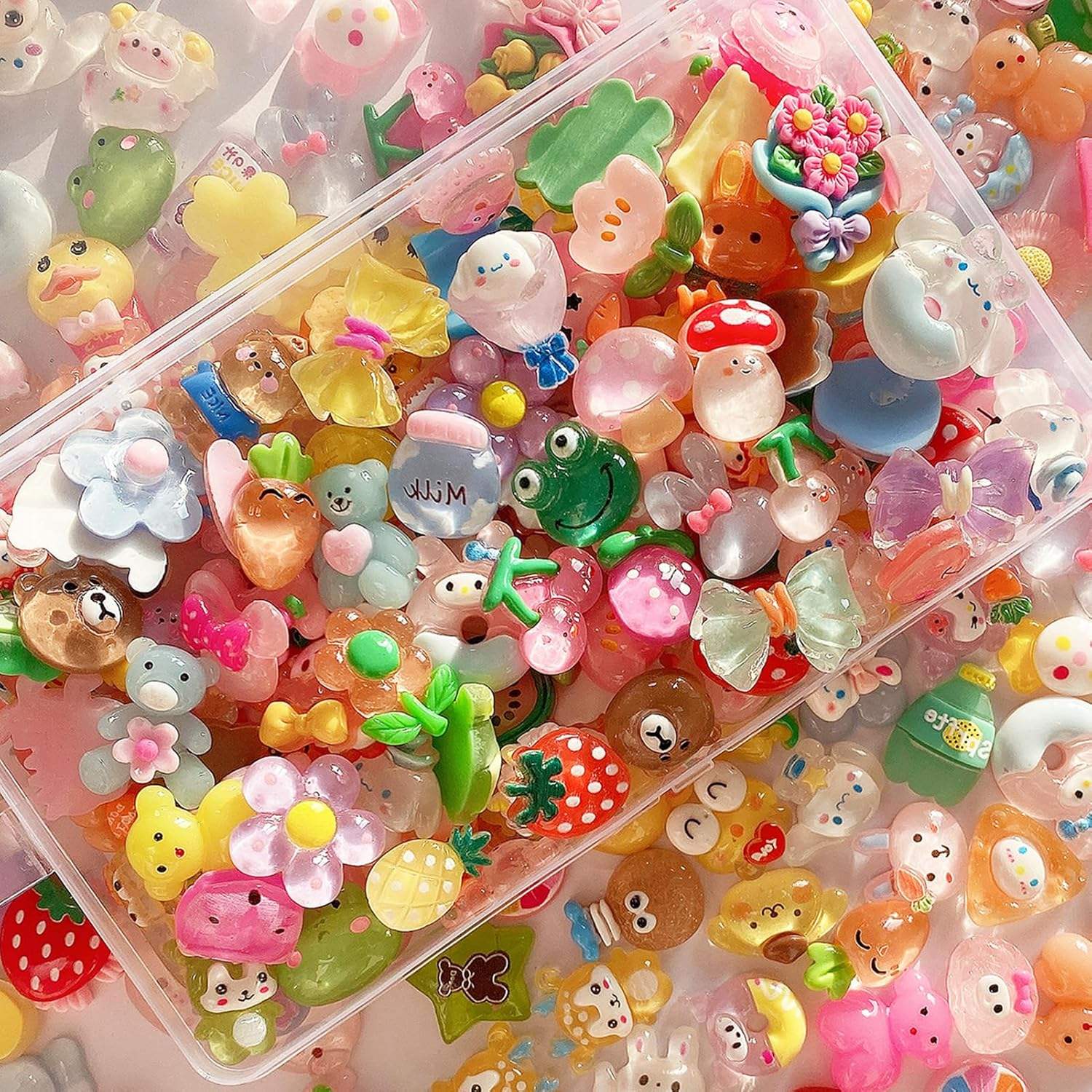 60pcs Bulk Cute Slime Charms Resin Pendants Set for Scrapbooking DIY  Jewelry Making Decorative Craft Supplies Kawaii Gift Box