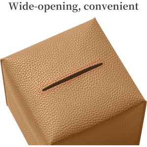 Boîte à mouchoirs carrée en cuir PU, organisateur moderne, support à mouchoirs en forme de cube de 5,34 pouces pour la décoration de la maison et du bureau - Product Image 4