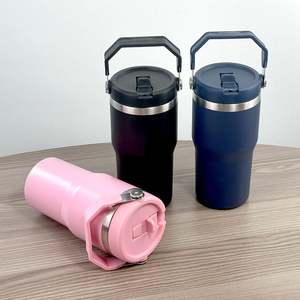 Gobelet isotherme en acier inoxydable 20oz 30oz avec poignée, tasse à café de voyage, bouteille d'eau anti-fuite avec couvercle à paille rabattable pour voiture et bureau - Product Image 6