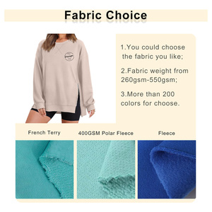 Sudadera morada de invierno con dobladillo y cremallera lateral y hombros caídos para mujer con estampado personalizado al por mayor 100% algodón de rizo francés ecológico - Product Image 2
