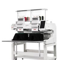 Machine à broder automatique double tête / 2 têtes, machines à broder commerciales, machine à broder à plat pour t-shirts avec ordinateur