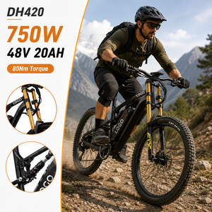 Bicicleta Eléctrica de Montaña DH420 750W 48V 20AH con Doble Suspensión, Motor de 27.5 Pulgadas en la Rueda Trasera, Freno de Disco Hidráulico - Product Image 1