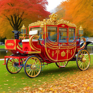 Carruaje Real Rojo de Lujo para Paseos Turísticos, Carruaje Eléctrico para Bodas de Princesas, Vagón Turístico de Dos Filas - Product Image 4