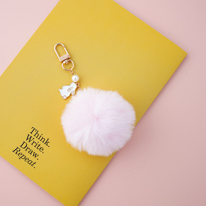 <span class=keywords><strong>Porte</strong></span>-clés pendentif pour sac d'école, motif lapin de lune mignon avec <span class=keywords><strong>pompon</strong></span>, pour couple, fille, style Instagram - Product Image 4