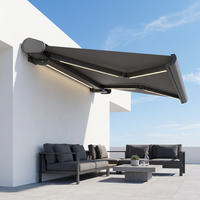 Auvent rétractable motorisé à cassette complète, auvent extérieur en aluminium pour patio et jardin, pare-soleil électrique, télécommande, LED, balcon