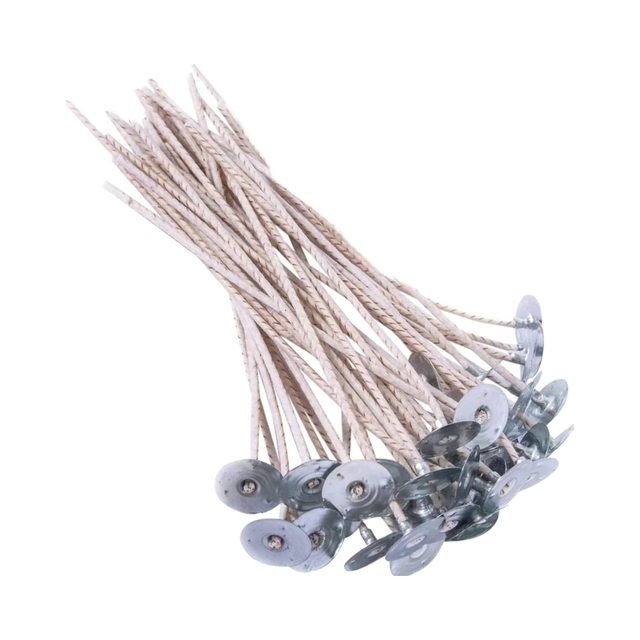 100pcs ECO 6-inch Pre-Waxed Candle Wick for Soy Candle Making Thick Wick with Base