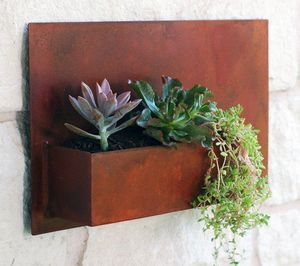 Produit phare : Jardinière murale en acier Corten écologique pour clôture extérieure, avec panneau de brise-vue, vente en gros - Product Image 6