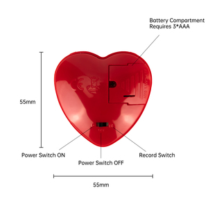 30 secondi a forma di cuore registratore Audio in plastica dispositivo elettronico di consumo con chiusura a pulsante riproduce musica e regalo di peluche - Product Image 3