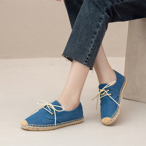 Zapatillas de Lona con Cordones y Punta Cerrada para <span class=keywords><strong>Mujer</strong></span>, Suela Tejida de Yute Natural, Antideslizantes, Casuales, para Caminar, Calzado Diario - Product Image 5