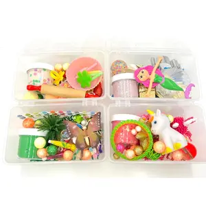 Air Dry Clay Pretend Play Sensory Kit 4 Pack Mini Kits with Unicorn, Fairy Garden, Mermaid and Cupcake Educational Toy for Baby