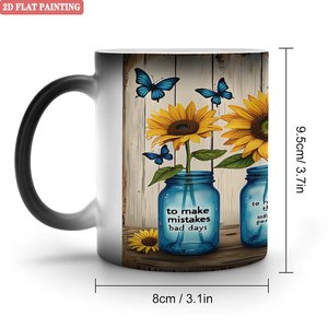 Heat Reveal <b>Ceramic</b> <b>Mug</b> 11oz Frosted Black Magic Cup With Sunflower Design For Father's Day Gift - Product Image 1