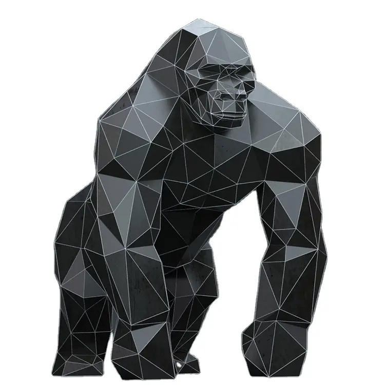 Modern Sculpture Home Decor Large Fiberglass Gorilla Sculpture Animal Statue Custom Geometric Design King Kong Gorilla European