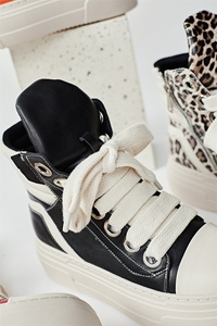 Sıcak satış moda Colorblock PU tıknaz Sneakers kalın alt kadınlar kadınlar için yüksek üst spor ayakkabılar günlük çizmeler - Product Image 4