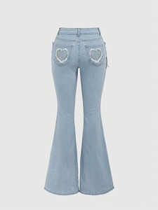 Jeans de Mujer de Cintura Alta, Corte Bootcut, con Cinturón Decorativo, Denim Elástico, Color Azul Claro, Cómodos y Elegantes, Casuales de Invierno - Product Image 2