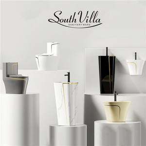 आधुनिक सैनिटरी वेयर वर्गाकार बाथरूम पानी की अलमारी सिरेमिक वर्गाकार एक टुकड़ा शौचालय काले लाइन वर्ग एक टुकड़ा शौचालय - Product Image 6