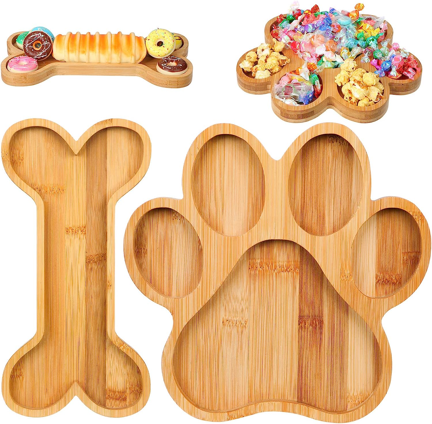 Pfoten-Hunde-Geburtstagssets Knochenfrmiges Bambus-Charcuterie-Brett  Chinesisches Neujahr Sigkeiten-Tablett Kleines Bambus-Serviertablett-Set|  Alibaba.com