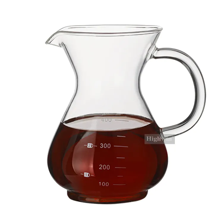 HIGHWIN Borosilicate Glass Coffee Maker Pour Over Dripper Stainless Steel Filter