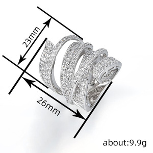 แหวนลายเส้นหลายชั้นสไตล์นิตยสารสำหรับผู้หญิง แหวนแฟชั่นหรูหรา - Product Image 5