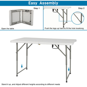 Mesa de comedor plegable portátil Db de 4 pies, rectangular, de metal, para patio y camping. - Product Image 5