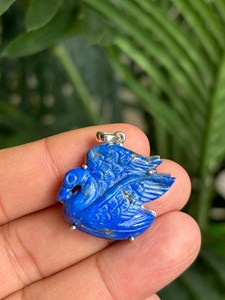 Pendentif oiseau en cristal bleu, breloque animale sculptée, bijoux en pierre naturelle pour décoration intérieure et cadeau - Product Image 5