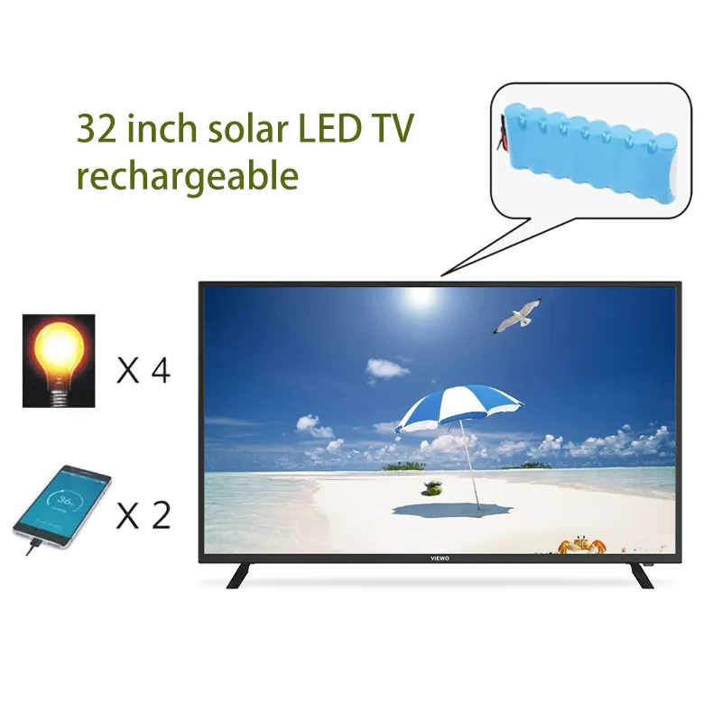 Werkseitig neues Design Hot Sale V06 Modell 24 "32" 43 "Solar-TV Kunden spezifischer LED-Fernseher mit USB T2 S2-Schnittstelle