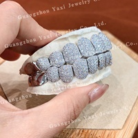 Grillz dentaire haut de gamme Yaxi en argent S925, style Hip Hop, motif nid d'abeille, micro-incrustations, certifié par une tierce partie