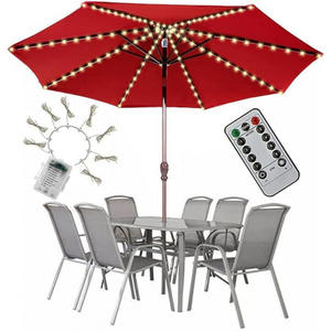 Paraguas LED moderno para patio al aire libre de 7,5 pies con luces solares Manivela Inclinación Jardín Piscina Toldo de sombra 3M Radios - Product Image 1