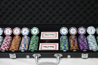 Vente en gros 500 Pc Casino Grade Play Card Dealer14G 40mm Las Vegas Clay Poker Chip Sets avec boîtier en aluminium pour la maison Game Club