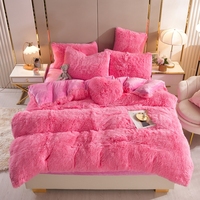 Parure de Lit Luxe en Velours de Vison Effet Nuage, 4 Pièces, Ultra Douce, Épaisse et Chaude, Housse de Couette en Peluche pour Chambre Moderne