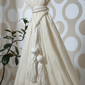 Sujetadores de cortinas largos con borlas de algodón, color personalizado, estilo rústico, ideas de regalos para el hogar, decoración bohemia para el hogar, sujetadores de cortinas - Product Image 1