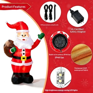 Santa Claus Inflable de 1.8 Metros con Bolsa de Regalos, Luz LED, Decoración Navideña para Exteriores y Patios - Product Image 2