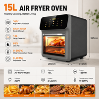 Four à friture sans huile 15L avec écran tactile, four électrique à convection 6-en-1 avec fenêtre de visualisation pour la cuisine domestique