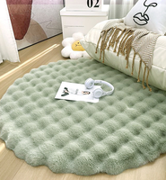 Faux lapin fourrure polaire ronde bulle tapis moelleux solide en peluche tapis de sol tapis pour chambre chevet salon canapé canapé