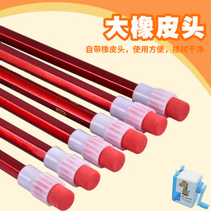 Lápiz hexagonal de madera Hb con borrador grande para estudiantes, práctica de escritura escolar, color rojo, lápiz estándar - Product Image 4