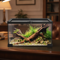 Terrarium pour reptiles entièrement scellé, avec plateforme de basking, durable, pour gecko, serpent, décoration de bureau, compatible OEM/ODM.