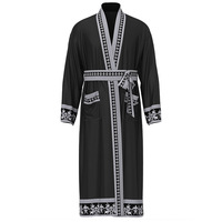 Ensemble de pyjama 2 pièces de luxe style baroque en satin grande taille respirant et à séchage rapide pour homme – Tenue d'intérieur et de détente