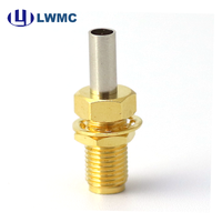 Conector RF LWMC SMA Hembra de Montaje en Panel para Cable RG316 1.35 Max, Chapado en Oro, Pedido al por Mayor, hasta 12 unidades PIN de soldadura de 4 GHz