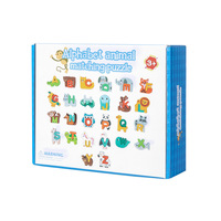 Blocs de puzzle éducatifs de correspondance des lettres à thème dessin animé pour enfants (2-6 ans) – Jeu de table à grandes pièces pour l'interaction parent-enfant