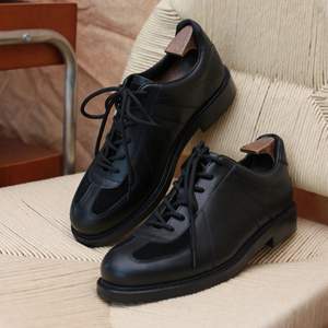 Chaussures de bowling pour hommes Coach, style Oxford carré, rétro américain, rehaussantes, en cuir respirant, à lacets, décontractées, antidérapantes, pour l'automne - Product Image 3